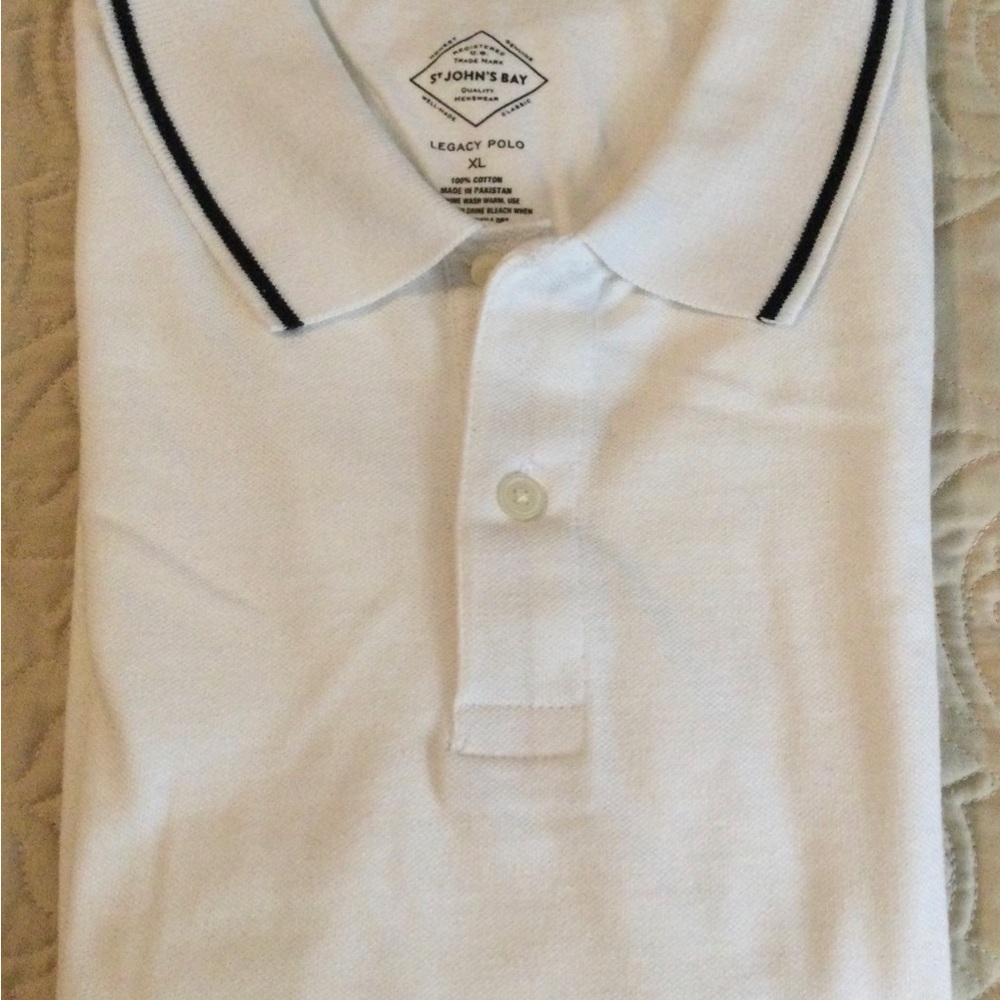 New-St. John's Bay White Polo Shirt for Men